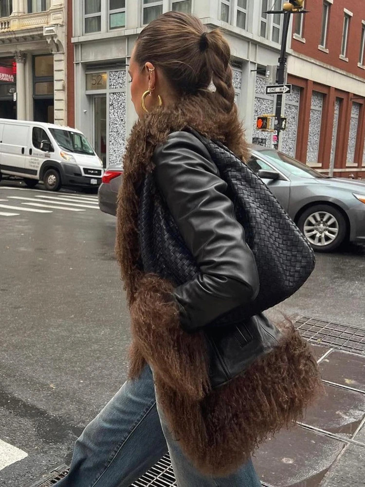 RR2814 Faux Mongolian Fur Trim Coats Women Fully Cotton Lined Suede Maxi Winter Jackets Warm Faux Fur Short Coats Hook Closure 240919