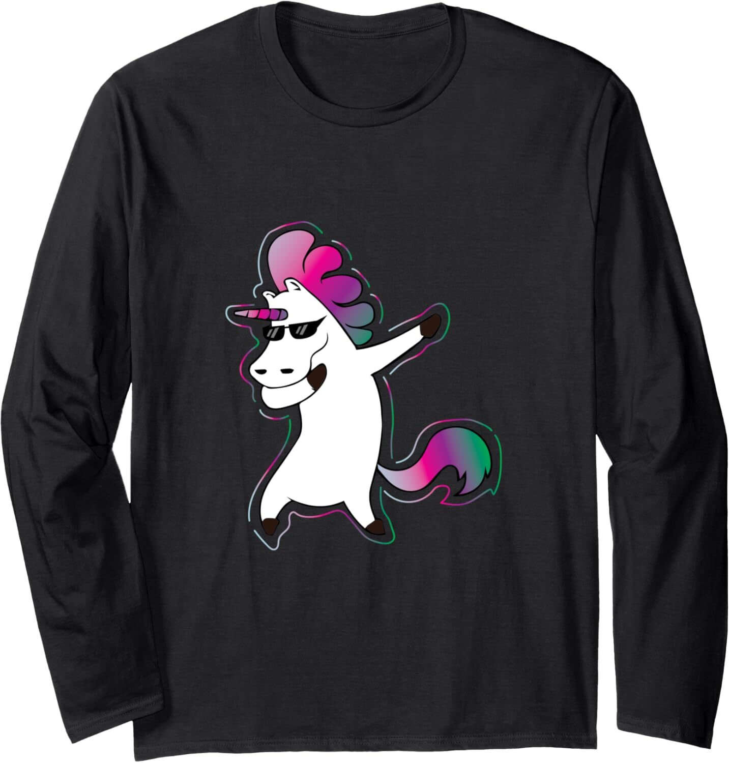 Long Sleeve Shirts for Men sweatshirt Cute Dabbing Unicorn Wearing Sunglasses Funny Gift Long Sleeve Tee Streetwear Casual tops clothes fashion