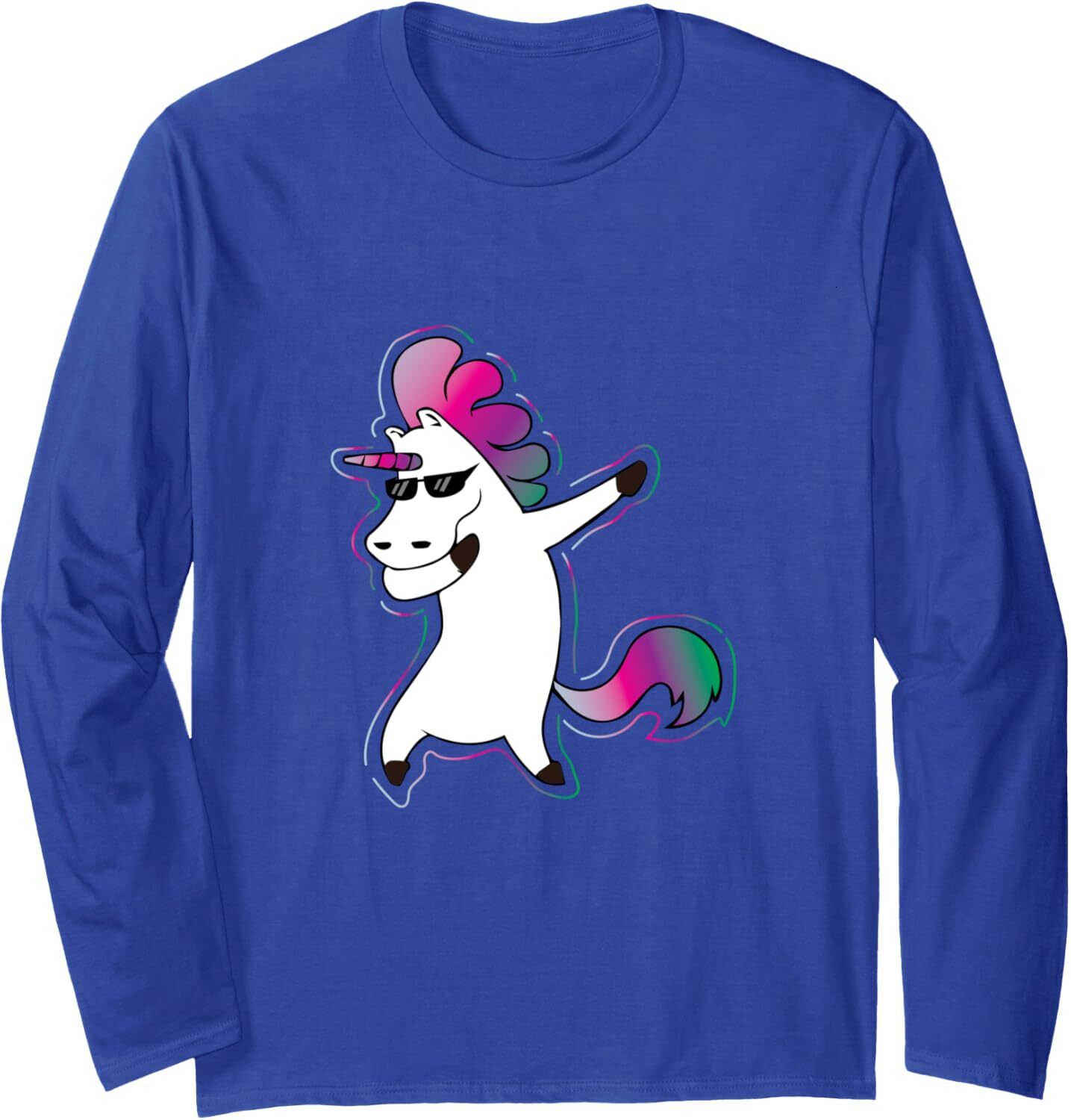 Long Sleeve Shirts for Men sweatshirt Cute Dabbing Unicorn Wearing Sunglasses Funny Gift Long Sleeve Tee Streetwear Casual tops clothes fashion
