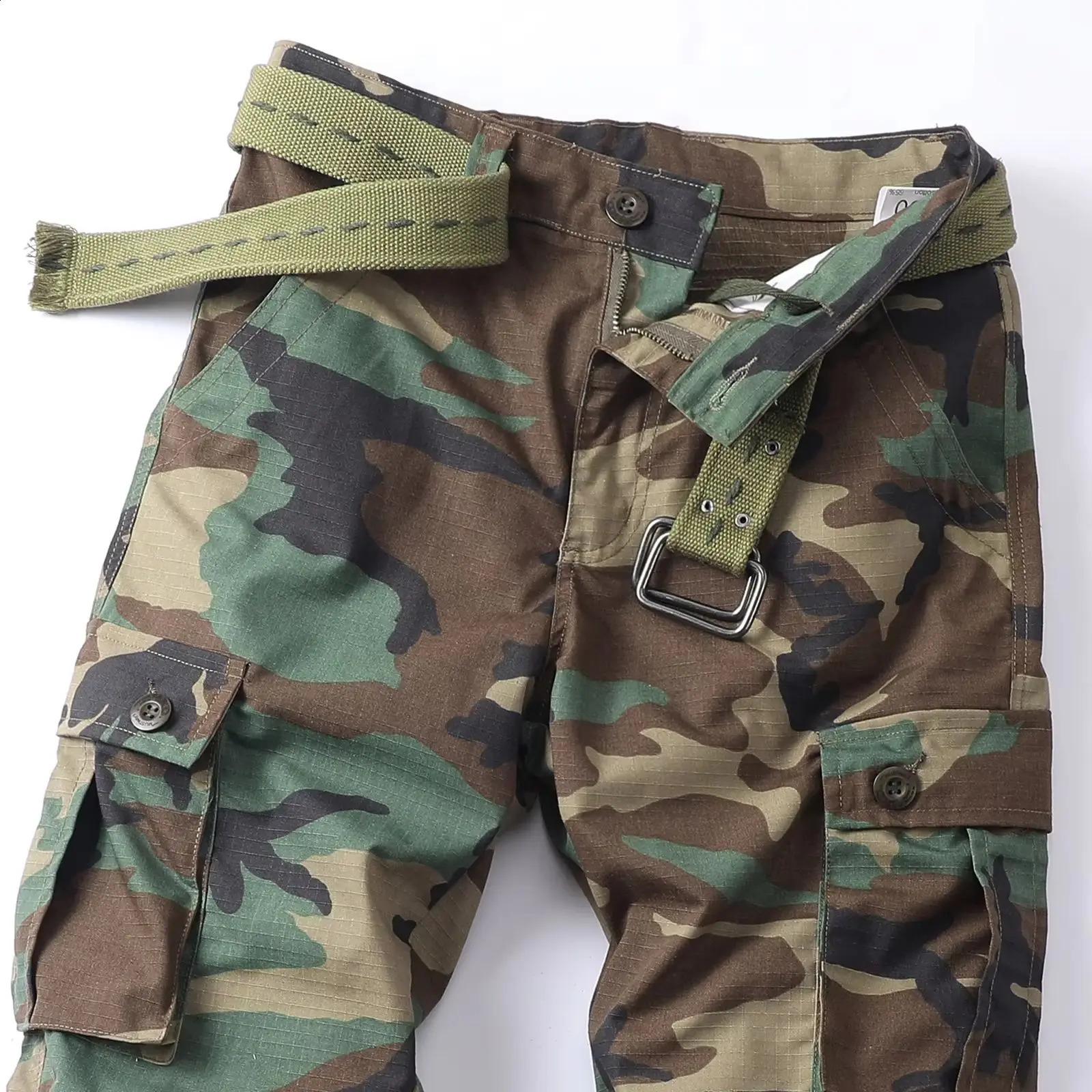 AKARMY camouflage multi flap pocket mens straight leg cargo pants loose casual outdoor work without straps 240918