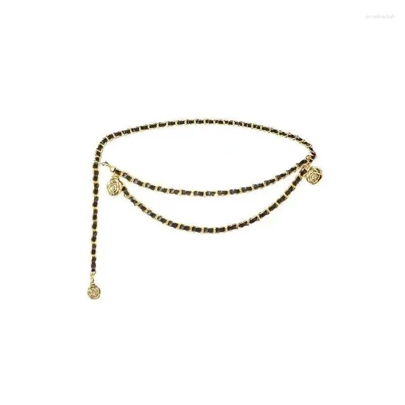 Chain Belts for Women - Fashion Waist Belt with Metal Camellia, Versatile Dress Accessories H260228