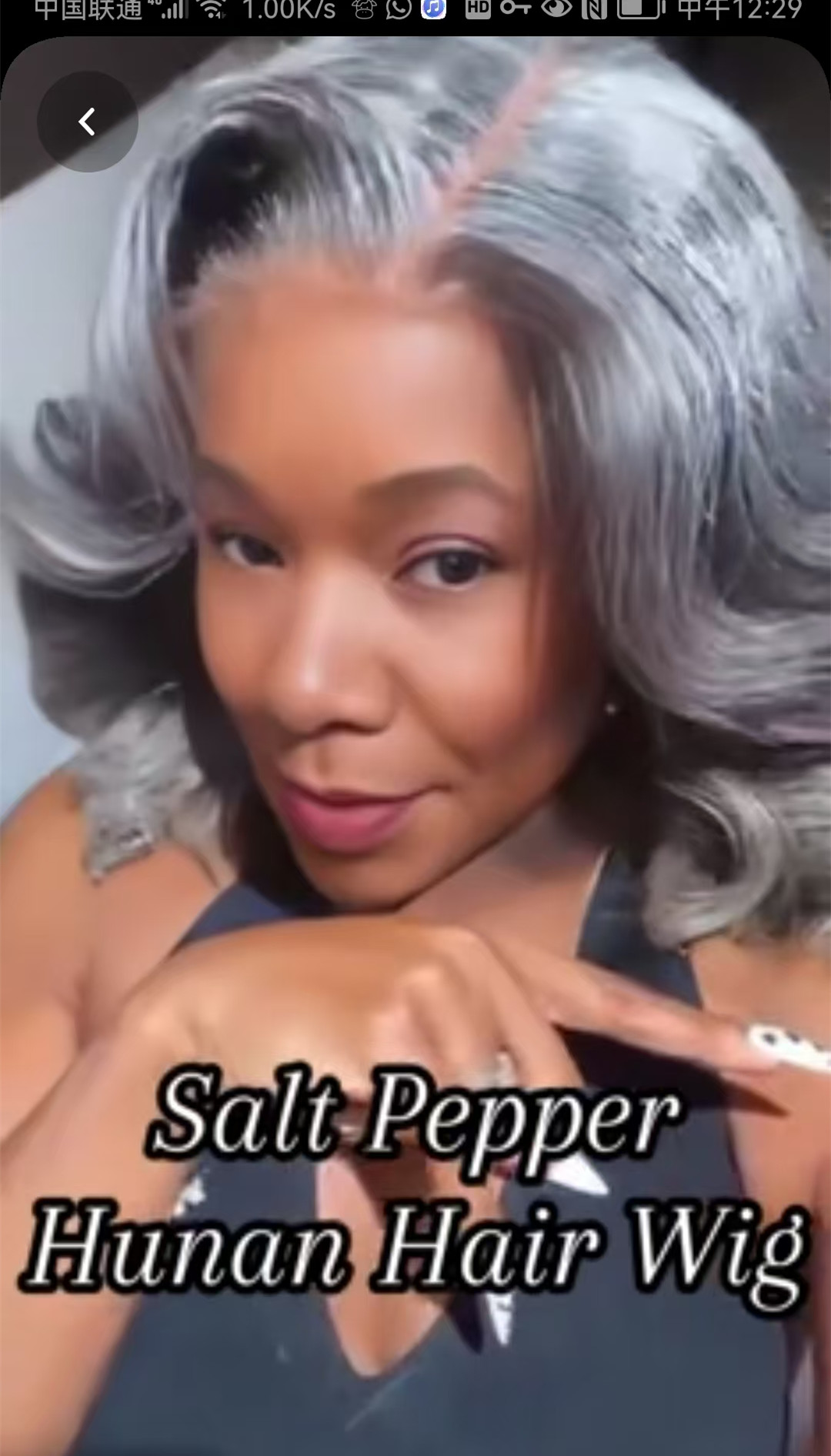 Short bob hairstyle grey human hair wig