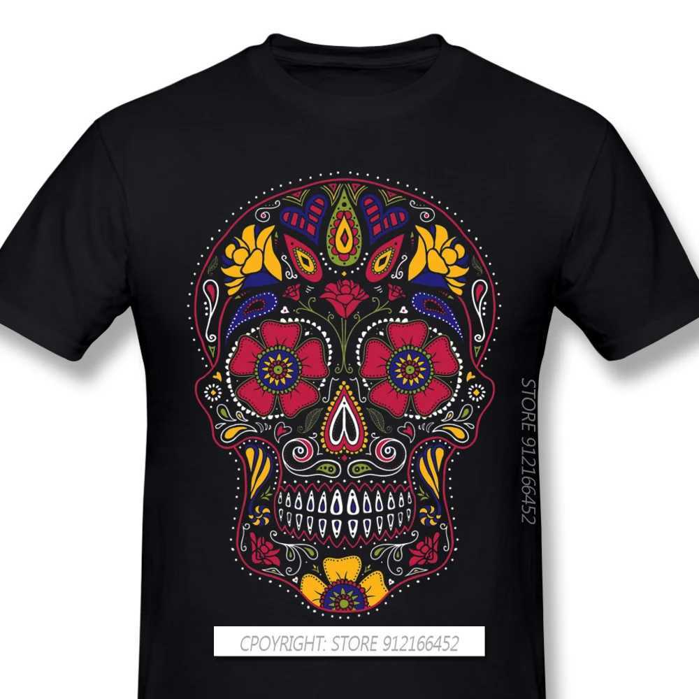 Mexican Sugar Skull Funny Popular New Arrival TShirt Day Of The Dead Oversize Cotton Shirt For Men T-Shirt Z240919