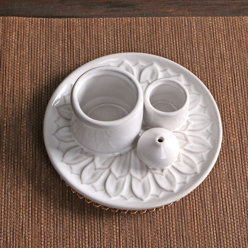 Minimalist Style Ceramic Candle Holder Aromatherapy Stove Cup Atmosphere Decoration Sage Holy Wood Plate