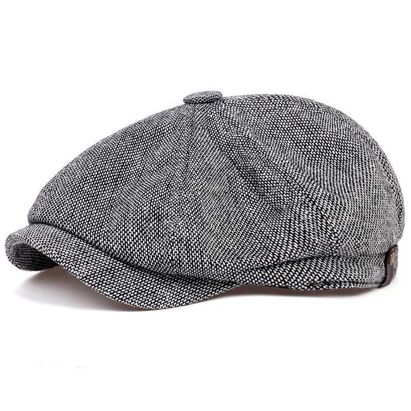 Men Newsboy Hats Peaky Autumn Vintage Herringbone Octagon Cap Women Casual Stripe Berets Gatsby Flat HatX240919