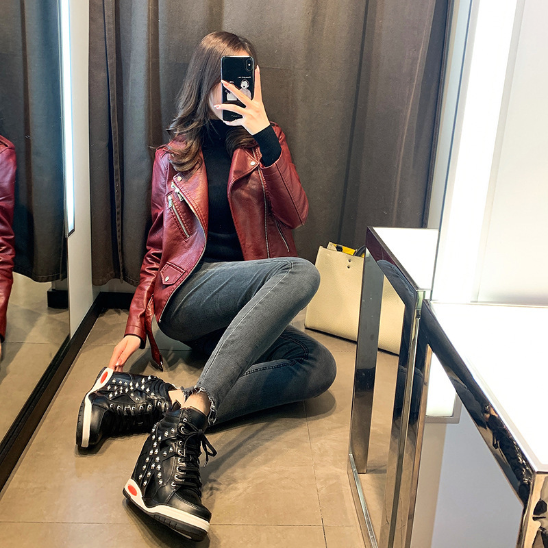 Rubber Women's Wedge Shoes Super High Basic Cross-Tied