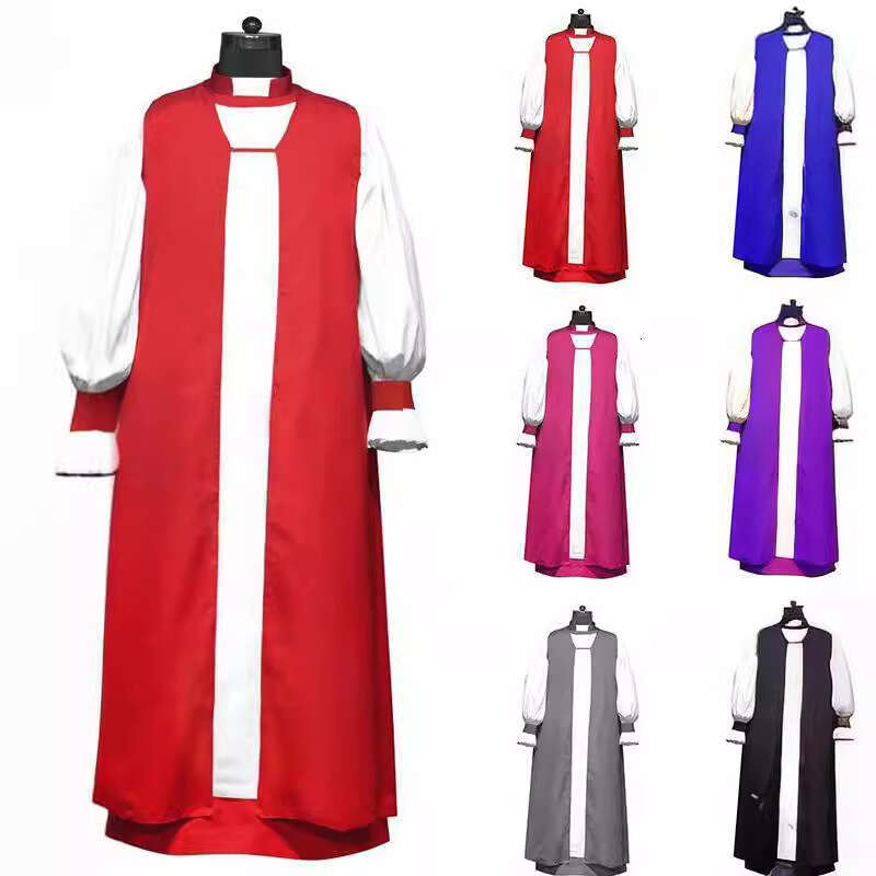 Taoist attire, male long clergy robe, lantern sleeves, standing collar, performance costume, two-piece set