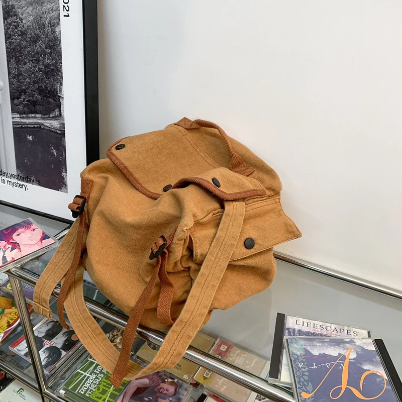 Multi pocket canvas large-sized handbag for women and students. Large street hip-hop fabric zipper messenger bag 240918