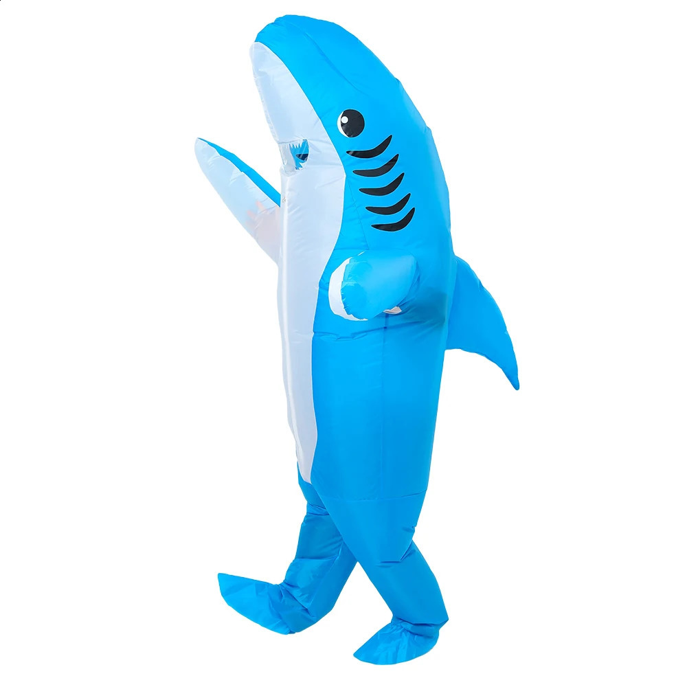 Unisex Funny Inflatable Shark Cosplay Costume Suit Adult Fancy Dress Performance Clothes Halloween Carnival Theme Party 240919
