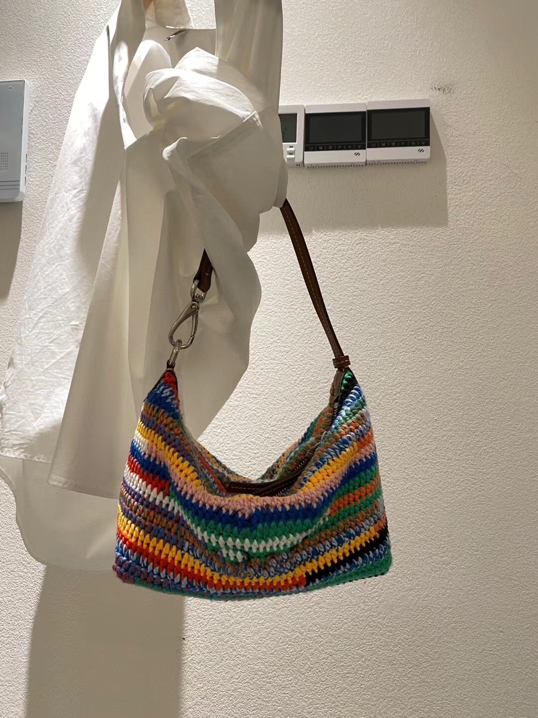 Female Rainbow Woven Fashion 2024 Women Underarm Bag Totes Handbag Casual Purse