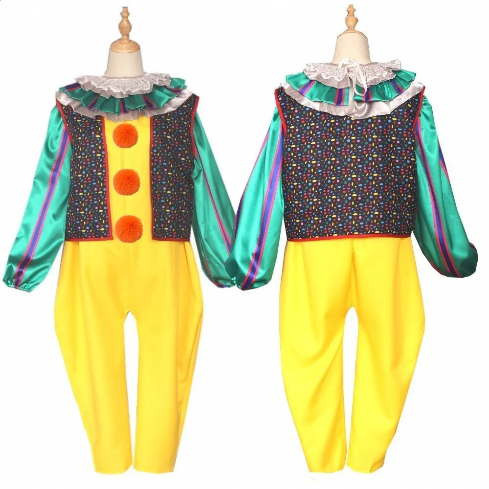 Halloween Adult Men Pennywise Clown Cosplay Costume Carnival Party Stage Performance Villain Vintage Clothing Set 240919