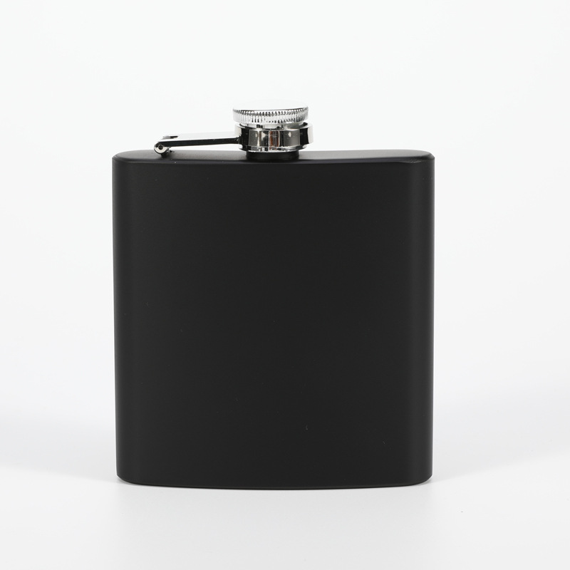 Stainless steel hip flask Factory supplies matte black spray paint 6-12 ounces portable outdoor camping stainless steel wine