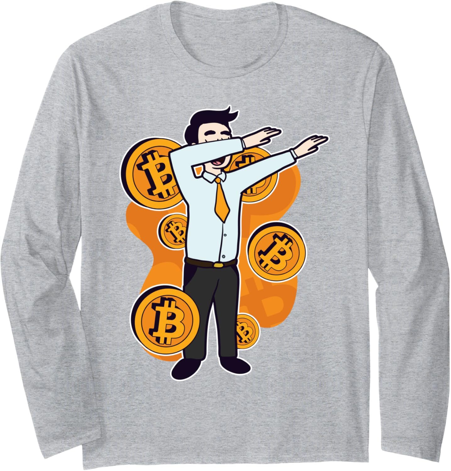 Long Sleeve Shirts for Men sweatshirt Dabbing Man Bitcoin Investors Cryptocurrency Funny Long Sleeve Tee Streetwear Casual tops clothes fashion