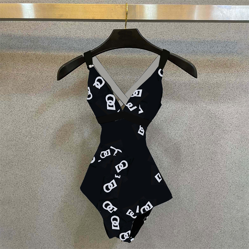 Full Letter Print Swimwear Bikinis For Women Designer Backless Bandage Padded Slim One Piece Swimsuit Bathing Suit