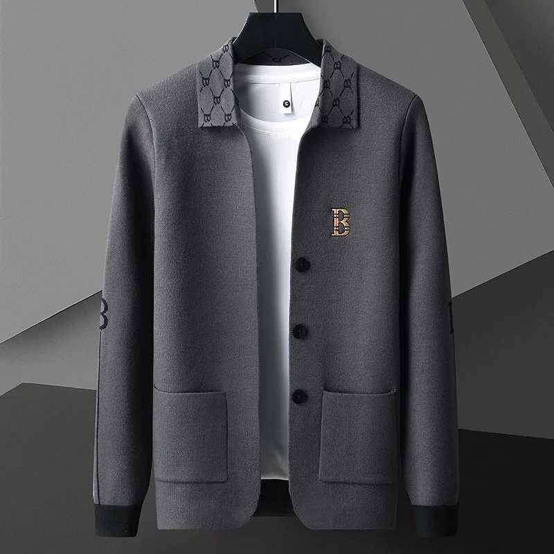 Men's Sweaters High end brand jacquard lapel mens knitted cardigan 2023 spring and autumn new fashion casual exquisite embroidery sweater jacket 