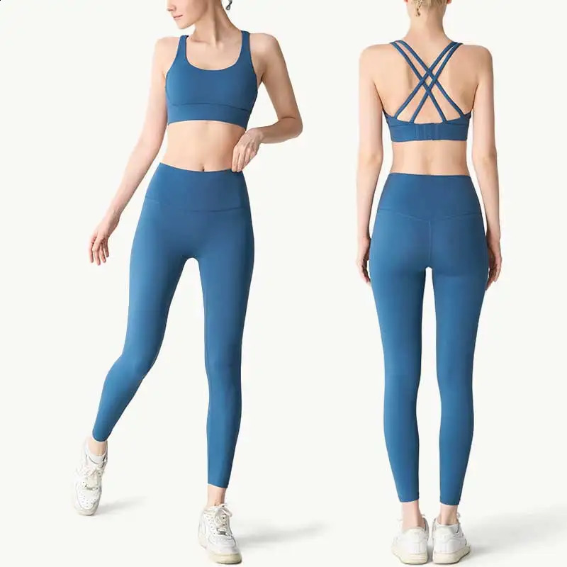 2 Piece Yoga Clothes Womens Tracksuit Athletic Wear Pilates Fitness Suit Gym Workout Push Up Clothes Sports Bra Leggings Suit 240914