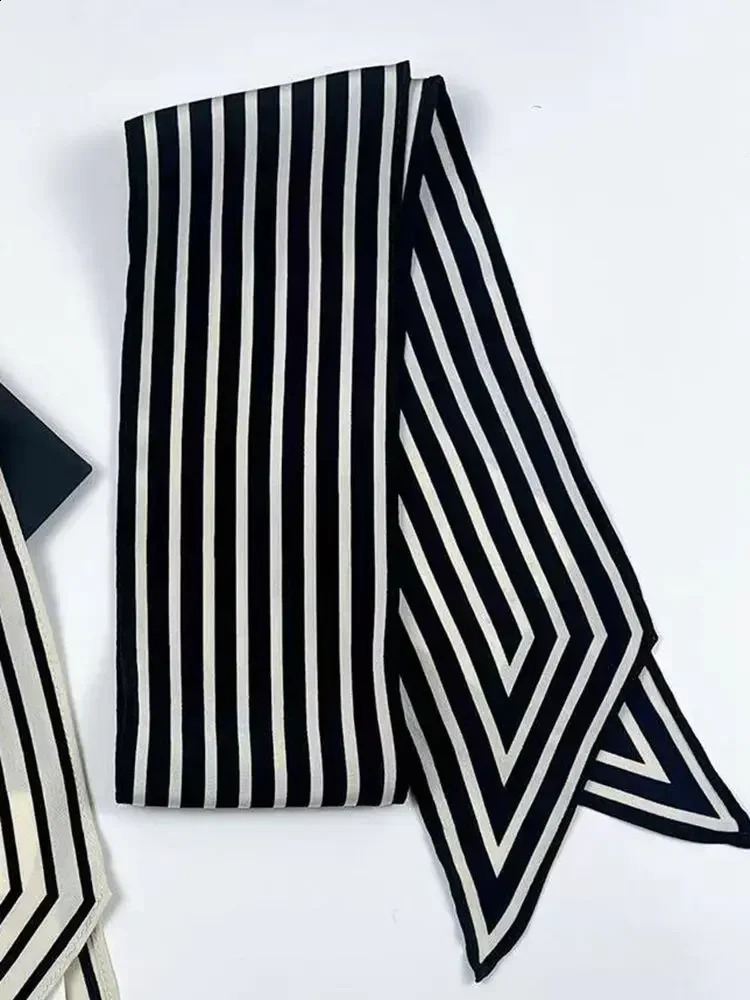 100% Silk French Vintage Womens Ribbon Scarf 240919