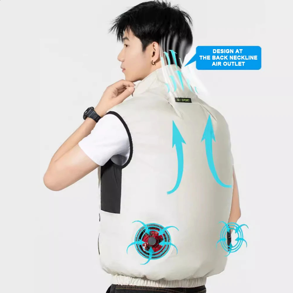 Cooling vest ice fan vest heat-resistant air conditioning clothing breathable sleeveless work clothes 3-speed weather work clothes 240919