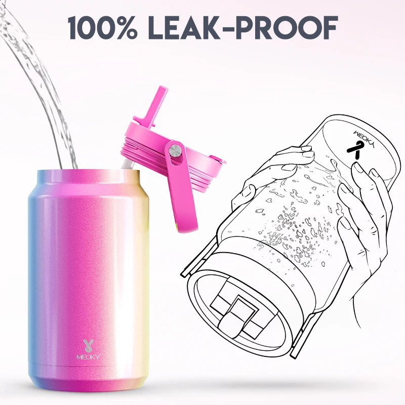 Meoky 50 oz large capacity vacuum straw cup with Lid handle stainless steel Mlik coffee cup water bottle for hiking trips 240918