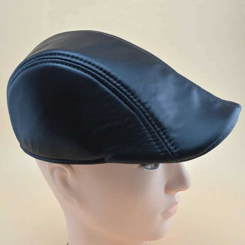 Formal Business Women Men Beret Hat PU Leather Men Newsboy Cabbie Ivy Cap Black Brown Classical Mode Collocation SuitX240919 - view 5