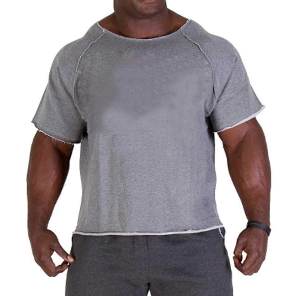 Mens Casual Batwing Rag Shirt Male O Neck Cotton Gym T-Shirt Fitness Gym Wear Breathable Bodybuilding Muscle Tee Tops New Z240919