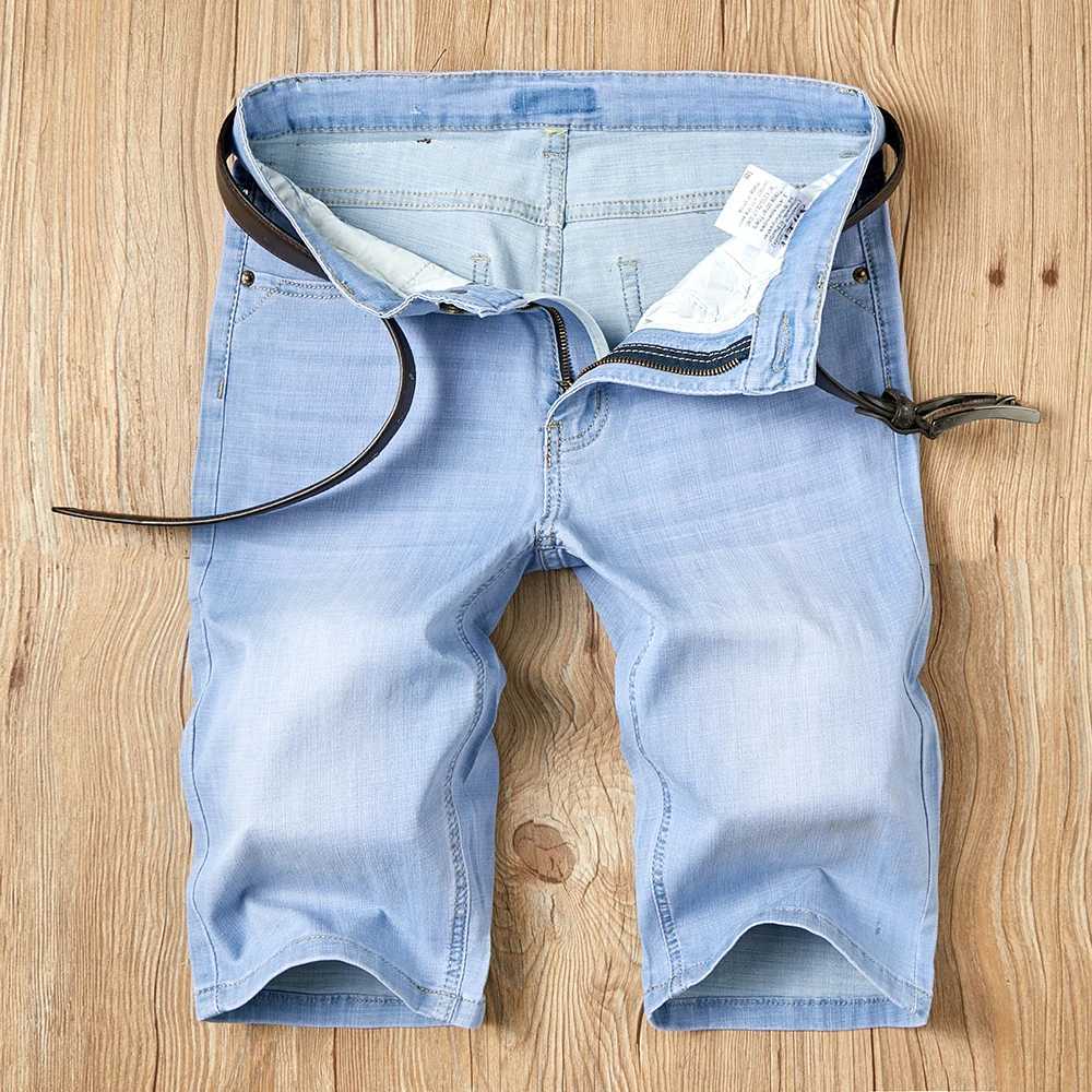 2024 Summer Shorts Jeans Men Denim Pants Stretch Dark Blue Fashion Design Mens Jeans Slim Straight Male Short Jeans HombreX240914