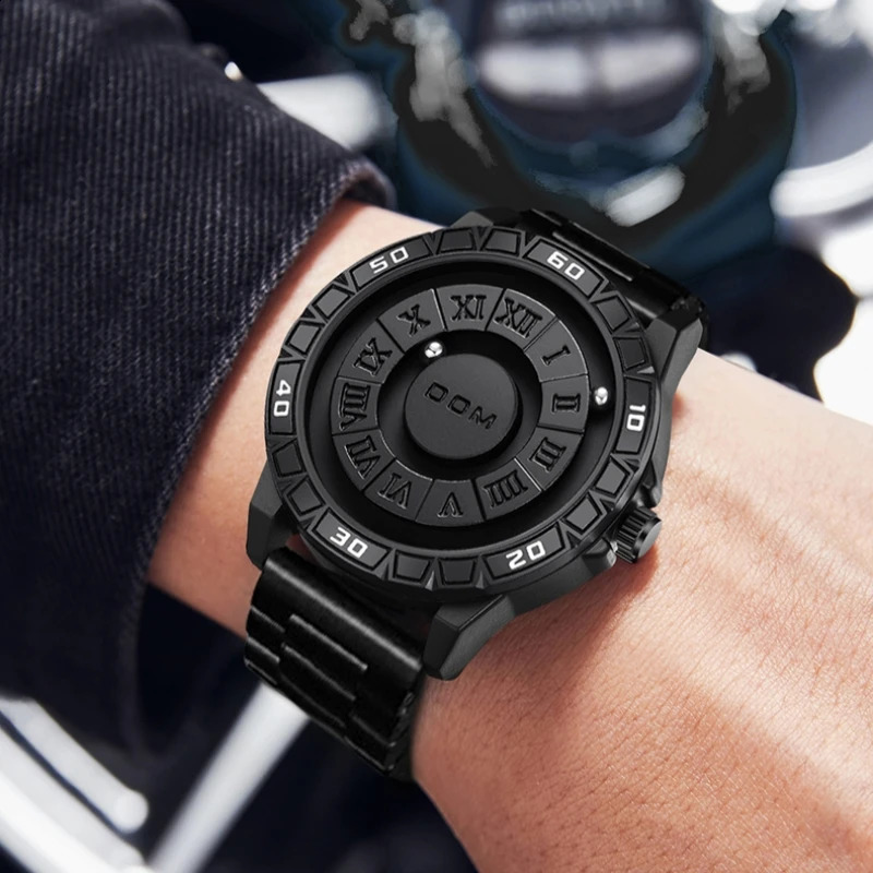 DOM 1726 Original Magnetic Ball Concept Mens Fashion Cool Trend Minimalist Waterproof Stainless Steel Quartz Watch 240909