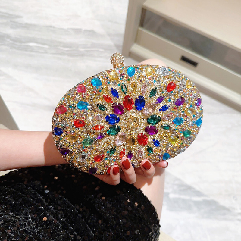 Dia Women Clutch Evening Bag Crystal Ladies Purse Female Sparkly Wallet For Wedding Party