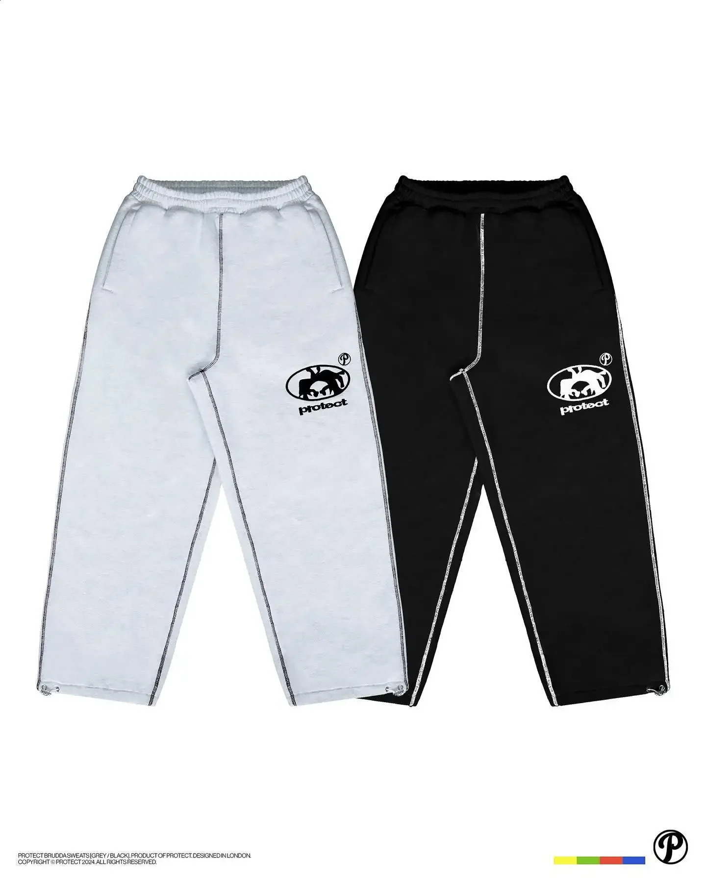 Streetwear PROTECT Jogging Sweatpants Letter Pattern Embroidered Baggy Harajuku Gothic Tight Waist Loose Trousers 240914