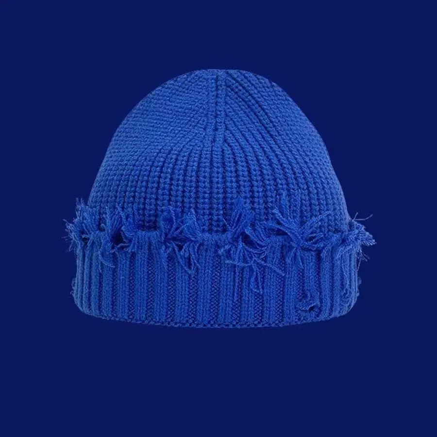 Bright candy colored winter knitted hat for female skull warm and thick male hip-hop hole head bone hat unisex couple hat 240919
