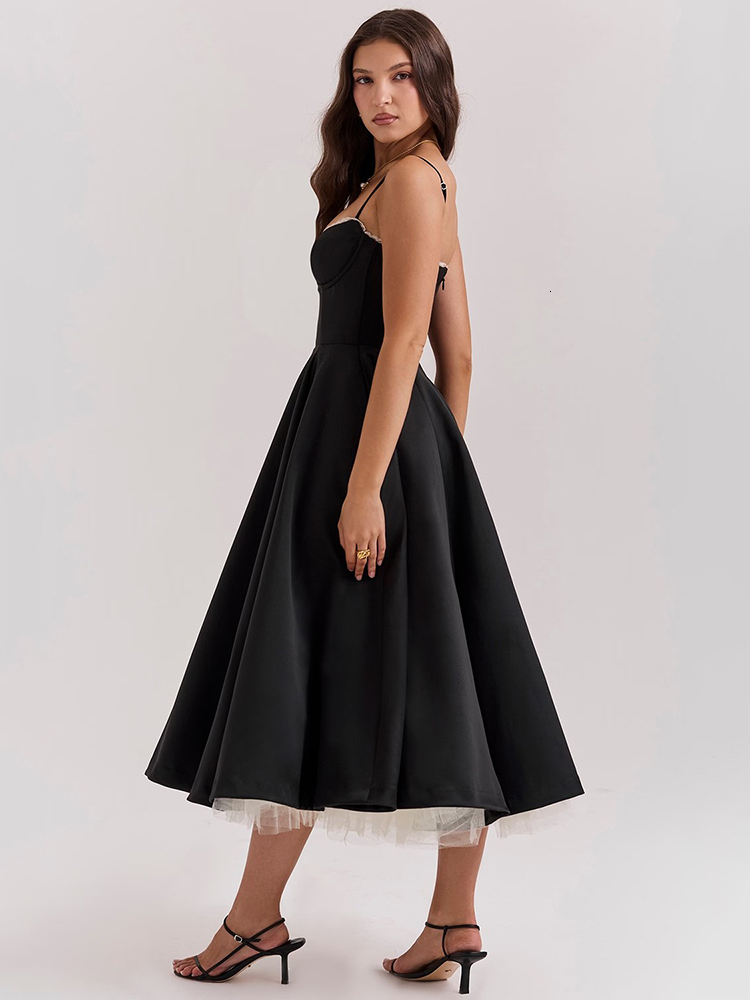Mozision Elegant A-E Backless Midi For Women Fashion Spaghetti Strap Sleeveless Loose Club Party Sexy Dress New