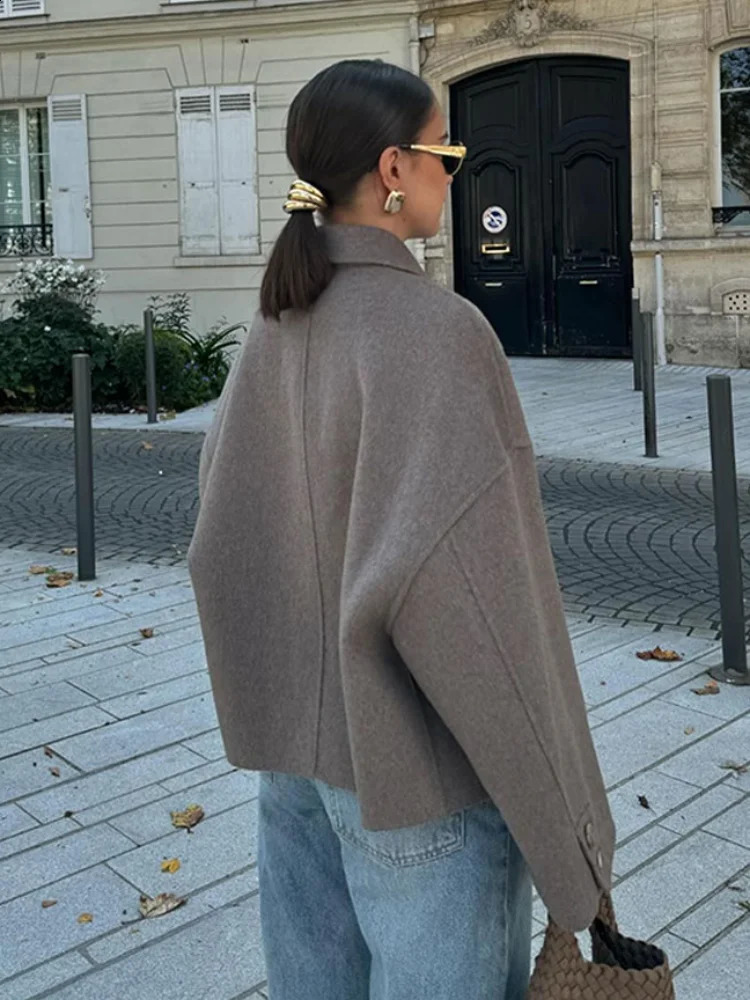 Fashion Solid Lapel Single Breasted Demiseason Jacket For Women Elegant Quilted Long Sleeved Coat Autumn Lady Commute Outwear 240919