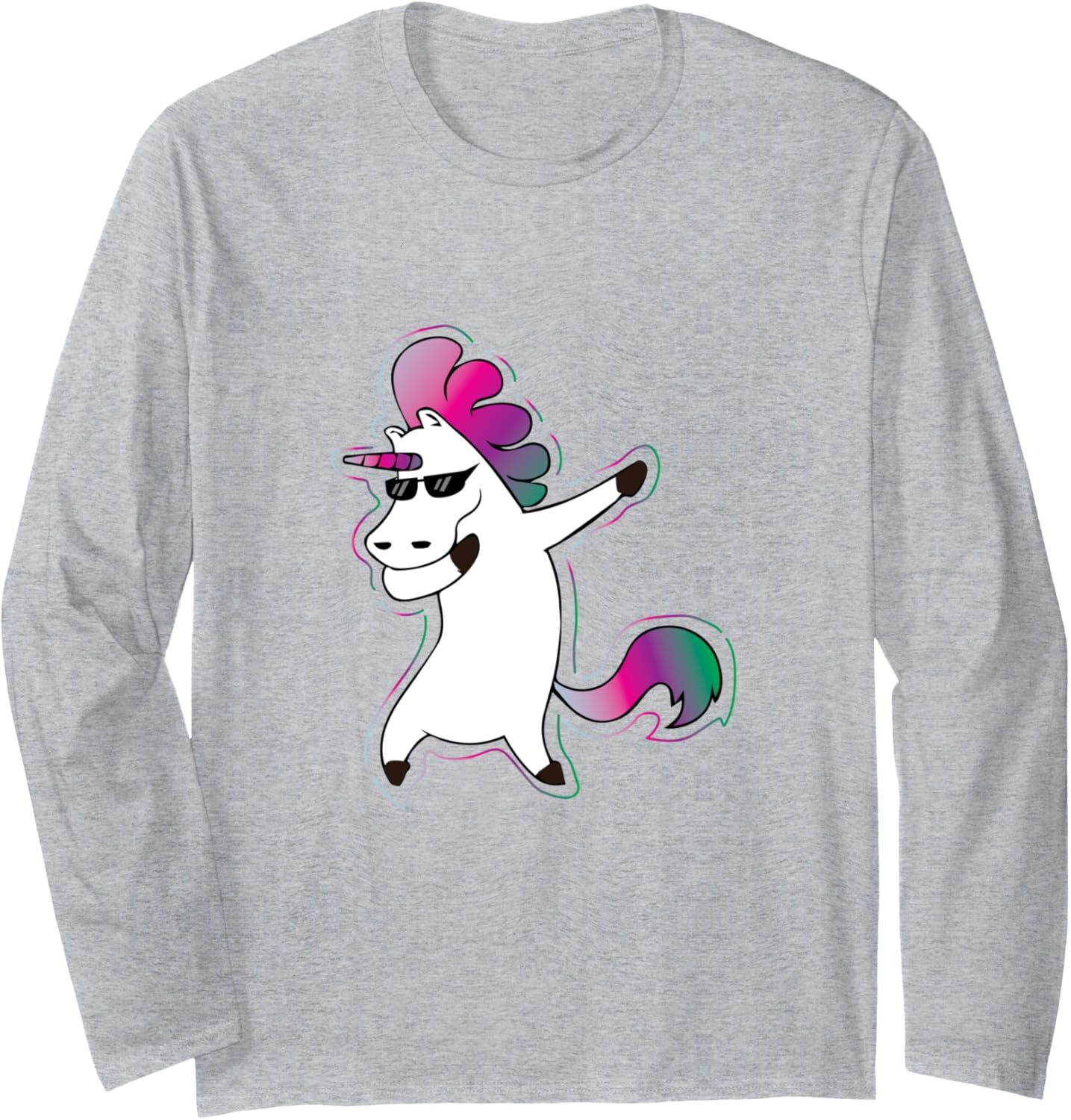 Long Sleeve Shirts for Men sweatshirt Cute Dabbing Unicorn Wearing Sunglasses Funny Gift Long Sleeve Tee Streetwear Casual tops clothes fashion