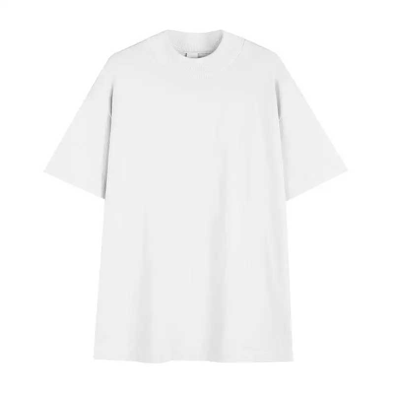 300gsm Thick Small Neck 100% Cotton Oversize Heavy Weight T-shirt for Men Short Sleeve Solid Color Leisure Streetwear Large Size Z240919