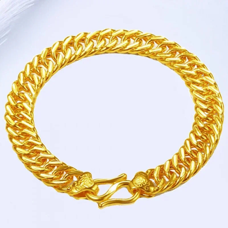 9999 24k Real Gold Bracelet for Men Rich in Boss Chain Eight Directions Enriching Local Tyrants 240912