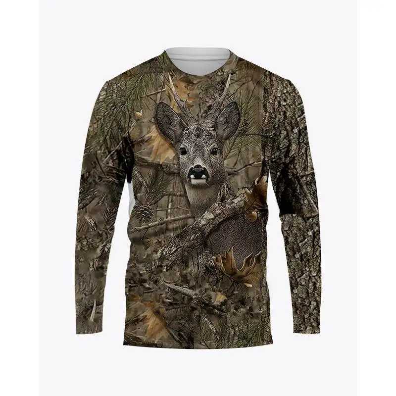 Camouflage Hunting Animals T-Shirts 3D Print Men Woman Long Sleeve T Shirt Oversized Harajuku Pullovers Kids Tees Tops ClothingX240919