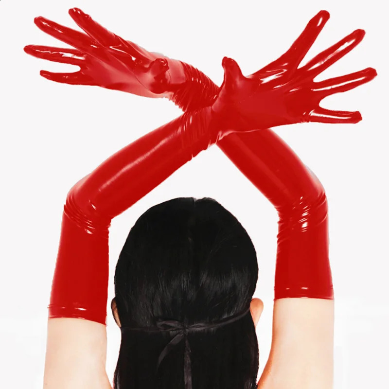 Adult Long Black Patent Leather Gloves Shiny Punk Mitten Tight Gloves Clubwear Cosplay Dance Party Stage Costume Accessories 240914