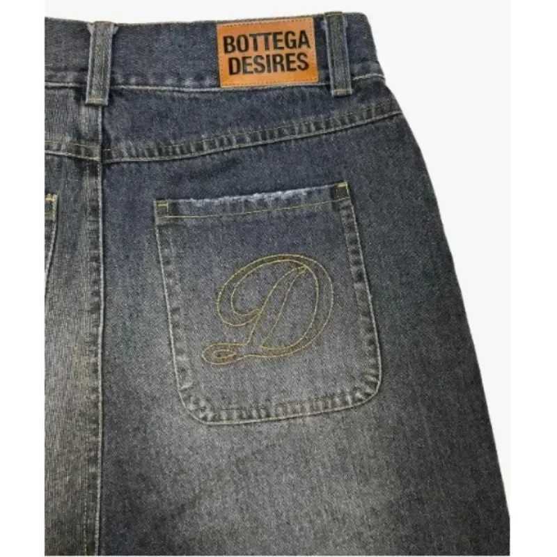 Y2K Street Harajuku Letter Pattern Embroidery Baggy Denim Shorts Men American Style New Fashion Gothic High Waist Short JeansX240914