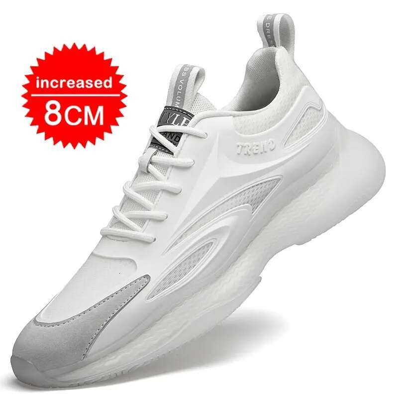 men casual sneakers elevator breathable mesh heightening shoes for Man 8cm 6cm hidden heels height increased