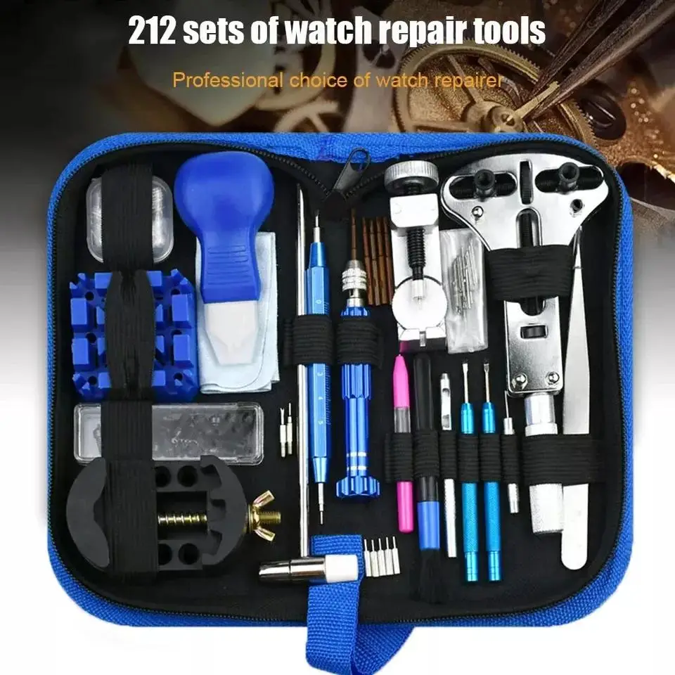 212pcs Watch Opener Repair Tool Kit Watch Case Repairing Opener Band Link Storage Bag Screwdriver Watchmaker Repair Tools kit