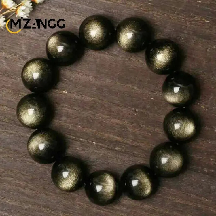Natural Silver Obsidian Bracelet Mens and Womens Models Double Cat Eyes Silver Obsidian Gold Obsidian Lucky Amulet Hand String 240910