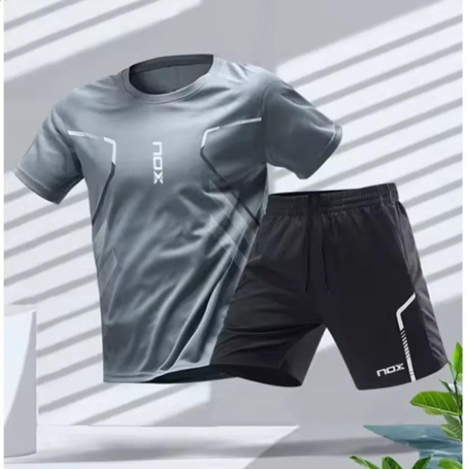 Nox Padel Tracksuit Summer Mens T-shirt And Shorts Tracksuit Breathable And Loose Tennis Tracksuit Running Training Wear 240918