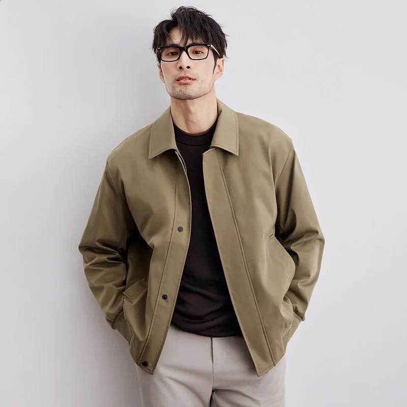Vintage Jacket Man Spring Casual Loose Fashion Retro Short Coat Men High Quality Solid Turndown Collar Street Outwears 240918