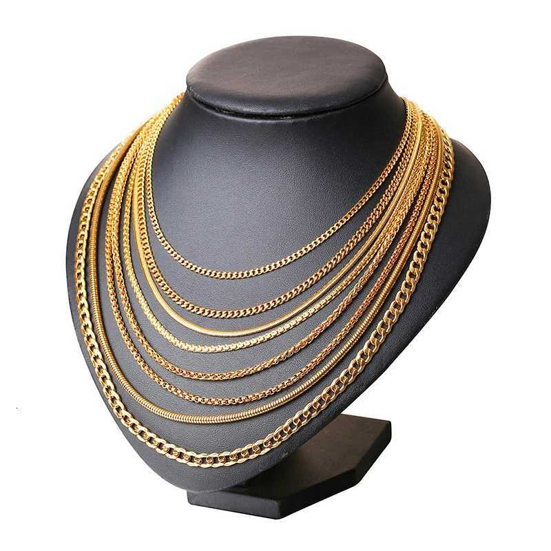 Vnox Men Women Necklace Gold Color Snake Miami Cuba Wheat Spiga Paima Link Round Box Curb Chain 24 ChokerX240919