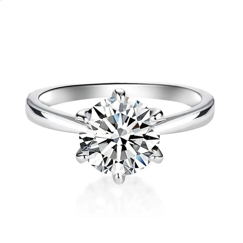 0.5ct 1ct 1.5ct 2ct D colored silica stone womens engagement ring 925 sterling silver gold-plated card ring wholesale 240918