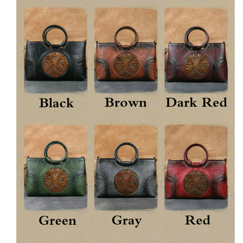 GAGACIA Women's Handbags Ladies High Quality Leather Shoulder Bag For Woman New Chinese Style Handmade Emed Female Hand Bags