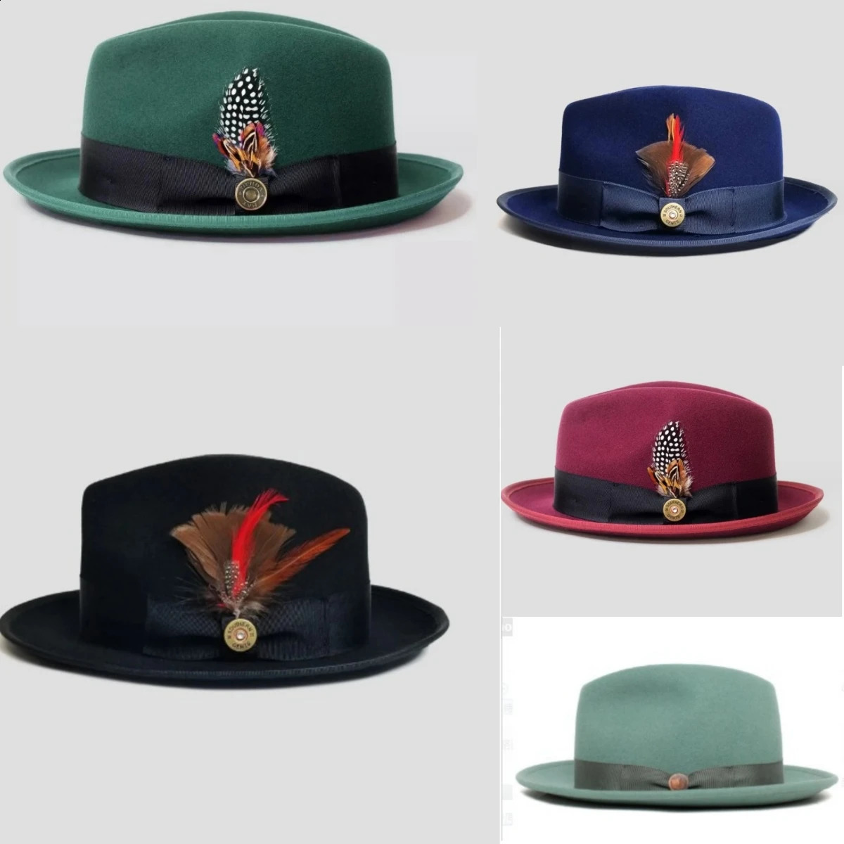 Wool Derby Hat Mens Fedora Hat with Knot Summer Jazz Disco Hat Black Fedora Hat Small Brim Hat 240919