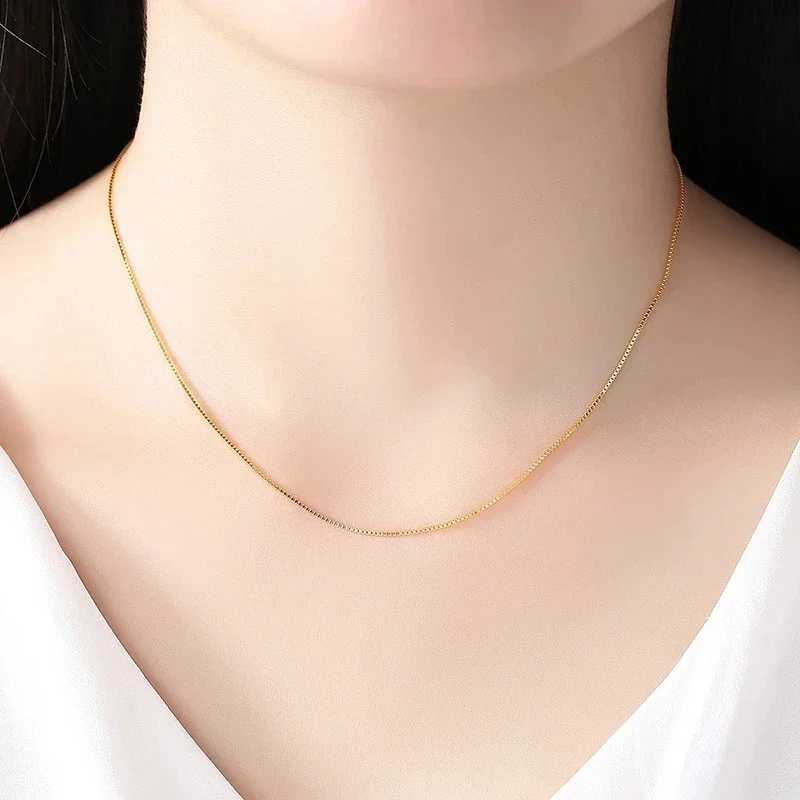 14k Orginal Gold Color Necklace Chain for Women Box Chain Snake Bone/starry/Cross Chain 18 Inches Necklace Fine Jewelry GiftsX240919