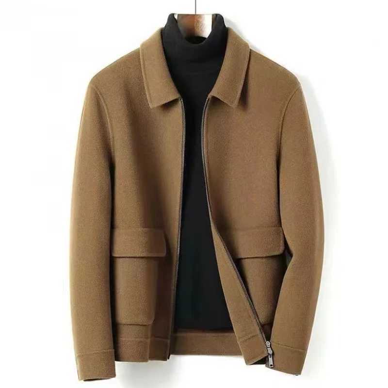 Men's Wool Blends 2024 Autumn/Winter New Korean Mens Wool Coat Business and Leisure Thick Warm Collar Short Sleeve Casual Edition Wool Coat J2408