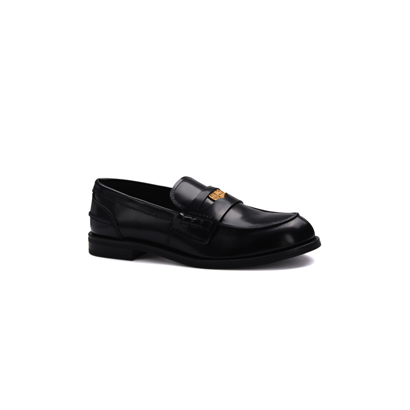 French thick-soled niche women's loafers New style Black and white British style small leather shoes for summer